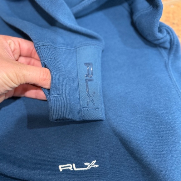 New Ralph Lauren RLX Embroidered-Logo Mock-Neck Jumper Sz XS Blue Preppy Golf - Picture 3 of 8